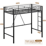 WLIVE Loft Bed Twin Size, Heavy Duty Metal Loft Bed with Safety Guard & Ladder, Noise Free, No Box Spring Needed, Black WLIVE