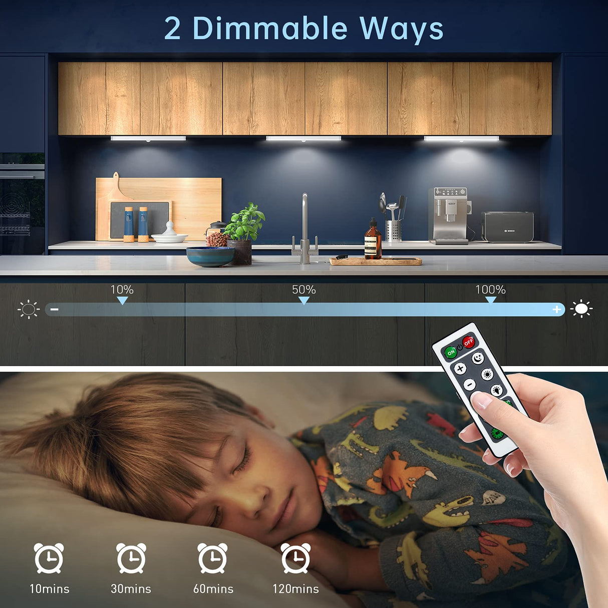 Lightbiz LED Closet Light with Charging Station, 24-LED Dimmer Motion Sensor Under Cabinet Light Wireless Stick-Anywhere with Remote for Stairs,Kitchen,Hallway (3 Pcs) Lightbiz