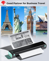 Phomemo M08F Portable Printers Wireless for Travel, Thermal Printer Support 8.5" X 11" US Letter Thermal Paper, Bluetooth Inkless Printer Compatible with iOS, Android, Laptop for Travel, Office, Home Phomemo