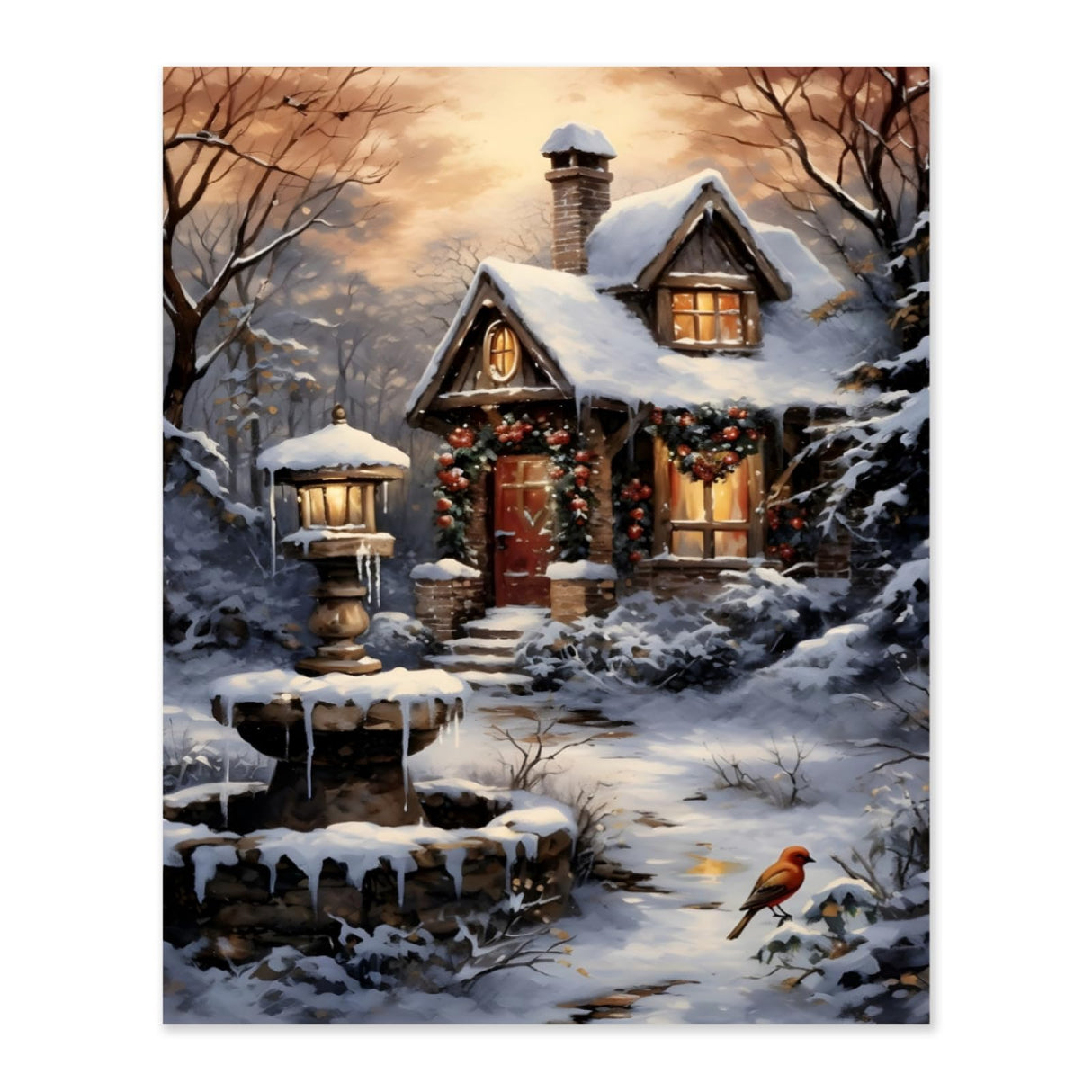 KXBAVPP Bird Snow Scene Paint by Number for Adults Beginner, Christmas 20x16 Inch DIY Adult Paint by Numbers, Winter Adults' Paint-by-Number Kits for Home Wall Decor KXBAVPP