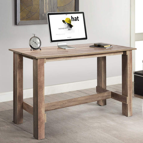 SILKYDRY Counter Height Table, 55’’ L x 25.5’’ W x 35.5’’ H Wood Bar Table, Rectangular Rustic Dining Table for 4-6 Individuals, Farmhouse Kitchen Table for Pub, Cafe, Bistro SILKYDRY