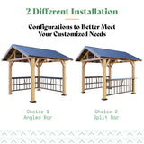 AMERLIFE Solid Wood Gazebo, Hardtop Gazebo with Metal Steel Gable Roof with Guest House for Garden, Porch, Patio, Black + Natural Wood (9 x10FT) AMERLIFE