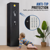 BlackSmith 5 Long Gun Safe Biometric Rifles Safe for Home Rifles and Pistols Quick Access Fingerprint Gun Cabinet Lockbox 2 Rifle Gun Rack Dual Alarm Password Memory Function 16 Gauge Alloy Steel BlackSmith