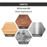 246-Piece Drill Bit and Screwdriver Bit Set for Impact Driver - Perfect for Wood, Masonry, Cement, and Metal - Includes Combo Kit for All Drilling Needs Worture