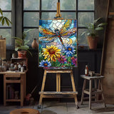 Natuyalo Paint by Numbers Kit for Adults Beginners, 16" Wx20 L Canvas Pictures Painting Acrylic Paintwork with 3 Pcs Paintbrushes, Dragonfly and Flowers Natuyalo