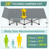 ZENPETIO Camping Cot for Adults, Heavy-Duty Portable Cot Bed with Mattress, Foldable Padded Sleeping Cots for Camping Travel Tent Day Bed Outdoor & Home Guest, Max Load 500 LBS, 75x28x15” ZENPETIO