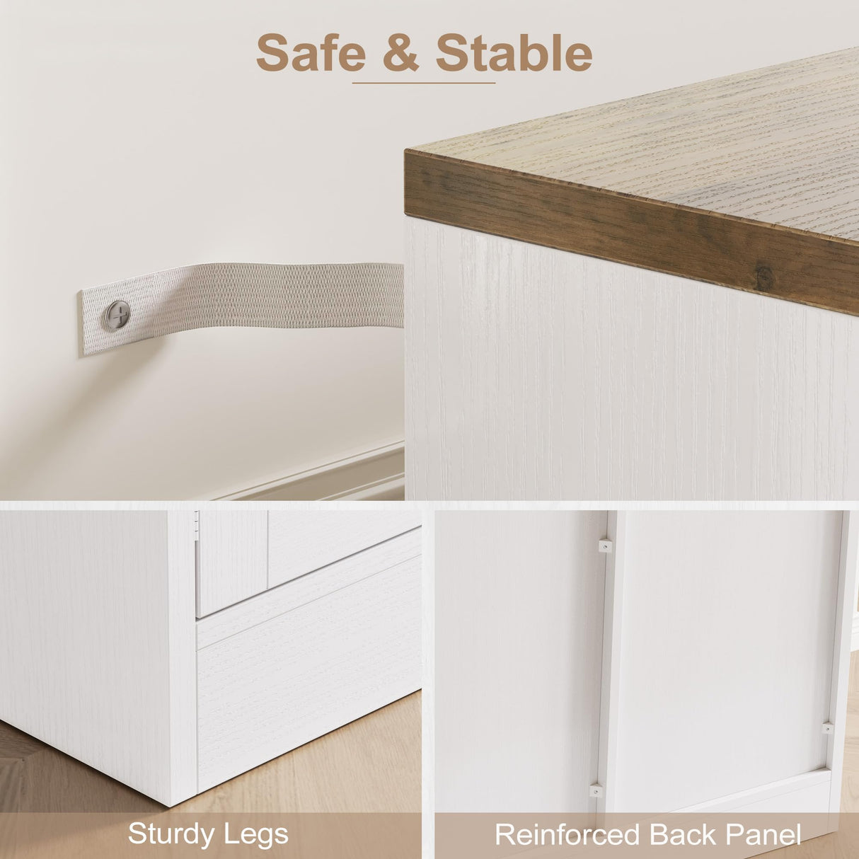 Buffet Cabinet with Storage, 55" Large Sideboard Storage Cabinet with Drawer, 4 Doors and Shelves, Modern Farmhouse Coffee Bar Table Kitchen Island Credenza for Kitchen, Entryway, Dining, Living Room Vividwood