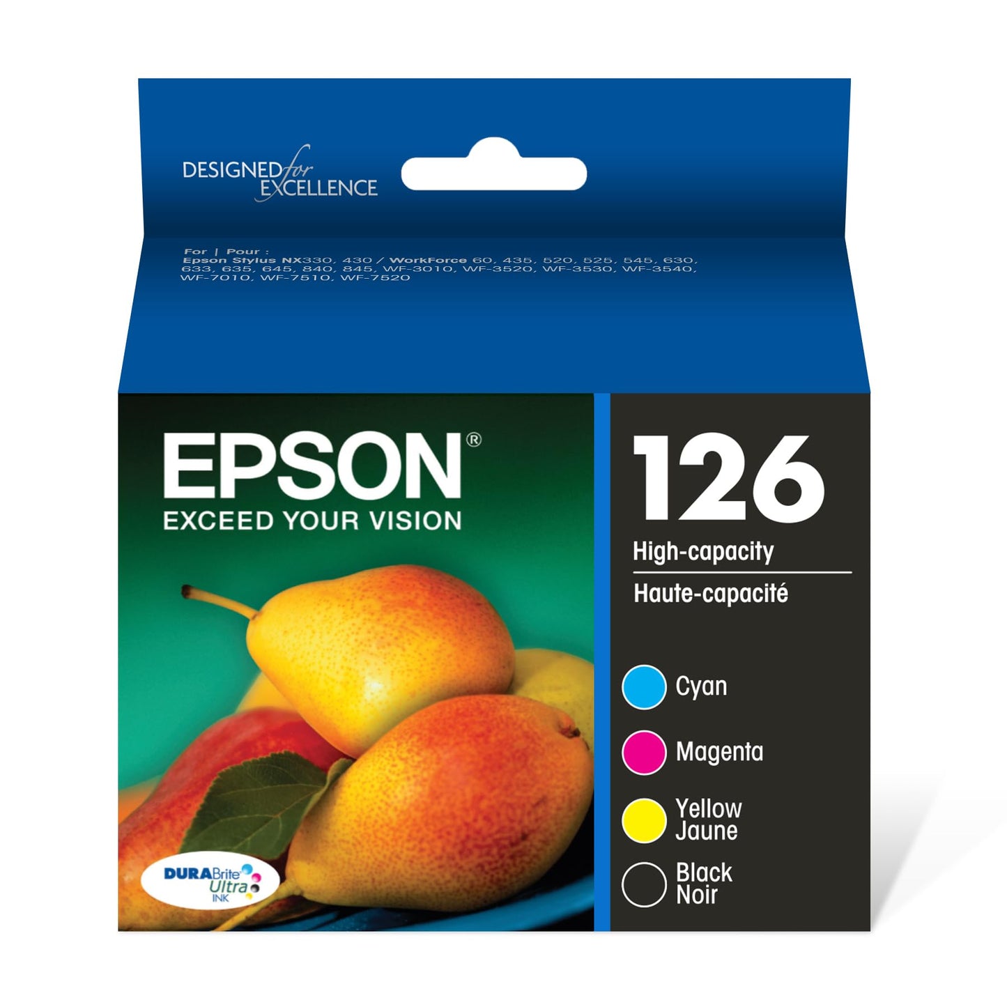 EPSON 126 DURABrite Ultra Ink Black & Color Combo Pack For WF-3520, WF-3530, WF-3540, WF-520, WF-545, WF-630, WF-633, WF-635, WF-645, WF-7010, WF-7510, WF-7520, WF-840, WF-845 and other select models