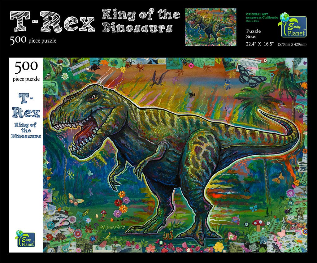 Easy Planet T-Rex, King of The Dinosaurs 500 Piece Jigsaw Puzzle 17" x 22" Finished Size – Dinosaur Theme Jigsaw Puzzles for Adults and Kids Easy Planet