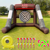 V-infla Inflatable Axe Throwing Game + Inflatable Ball Toss Target Dart Board Game with 1 Air Blower and 12 Axe and 10 Balls for Events V-infla