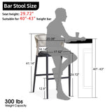 PURPLE LEAF Bar Stool Set of 4 Outdoor Rattan Bar Chair Aluminum Bar Height Stool Barstool Dark Grey PURPLE LEAF