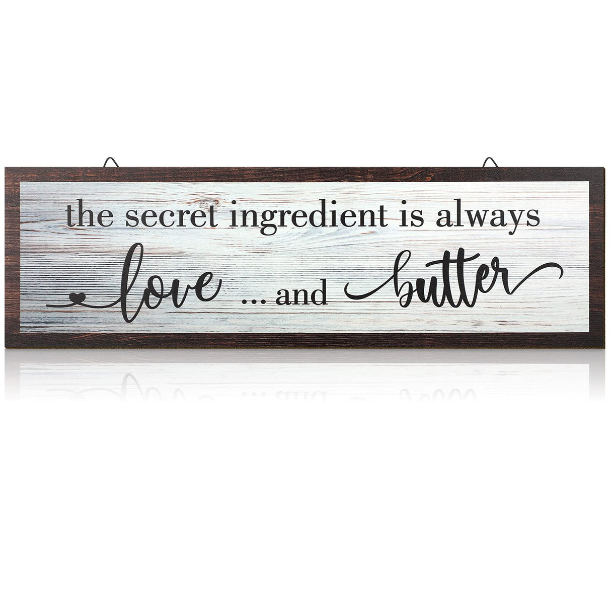 Jetec The Secret Ingredient Is Always Love and Butter Sign Funny Wood Kitchen Sign Funny Farmhouse Wall Decor Rustic Kitchen Wall Decoration, 15.7 x 4.7 Inch(White) Jetec