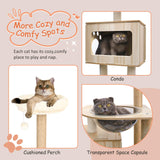 CASSAIO Cat Tree for Indoor Cats Modern Cat Tree Wood Cat Tower with Large Space Capsule Cat Condo with Sisal Scratching Post and Funny Toy Cat Furniture Activity Center 55.5 inch CASSAIO