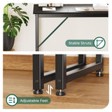 Huuger Computer Desk, 70 Inch Office Desk, Gaming Desk with Storage, Writing Desk Work Desk for Home Office, Study, Long Simple Desk, Large Legroom, Metal Frame, Black Huuger