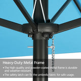 Yaheetech 15 ft Triple-size Patio Umbrella w/Base Included - Market Extra-Large Double Sided Umbrella - Twin-size Patio Parasol w/Easy Crank & 12 Strong Ribs & Ventilation Openings,Sky Blue Yaheetech