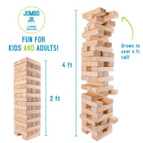 Giantville Giant Tumbling Timber Toy - Premium Pine Wood Life-Size Blocks Tower - Big Floor/Board Indoor/Outdoor Yard Game for Kids & Adults - 56-Pieces + Carry/Storage Bag - Grows to Over 4-Feet Giantville