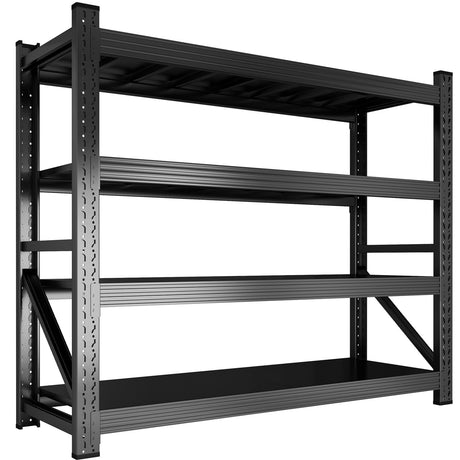 Jrswin 6400LBS Garage Shelving Heavy Duty, 59'' W 4-Tier Adjustable Metal Storage Rack Shelving, Black Industrial Utility Shelf for Garage, Basement, Pantry, Warehouse, 59'' W x 59''H x 24'' D Jrswin