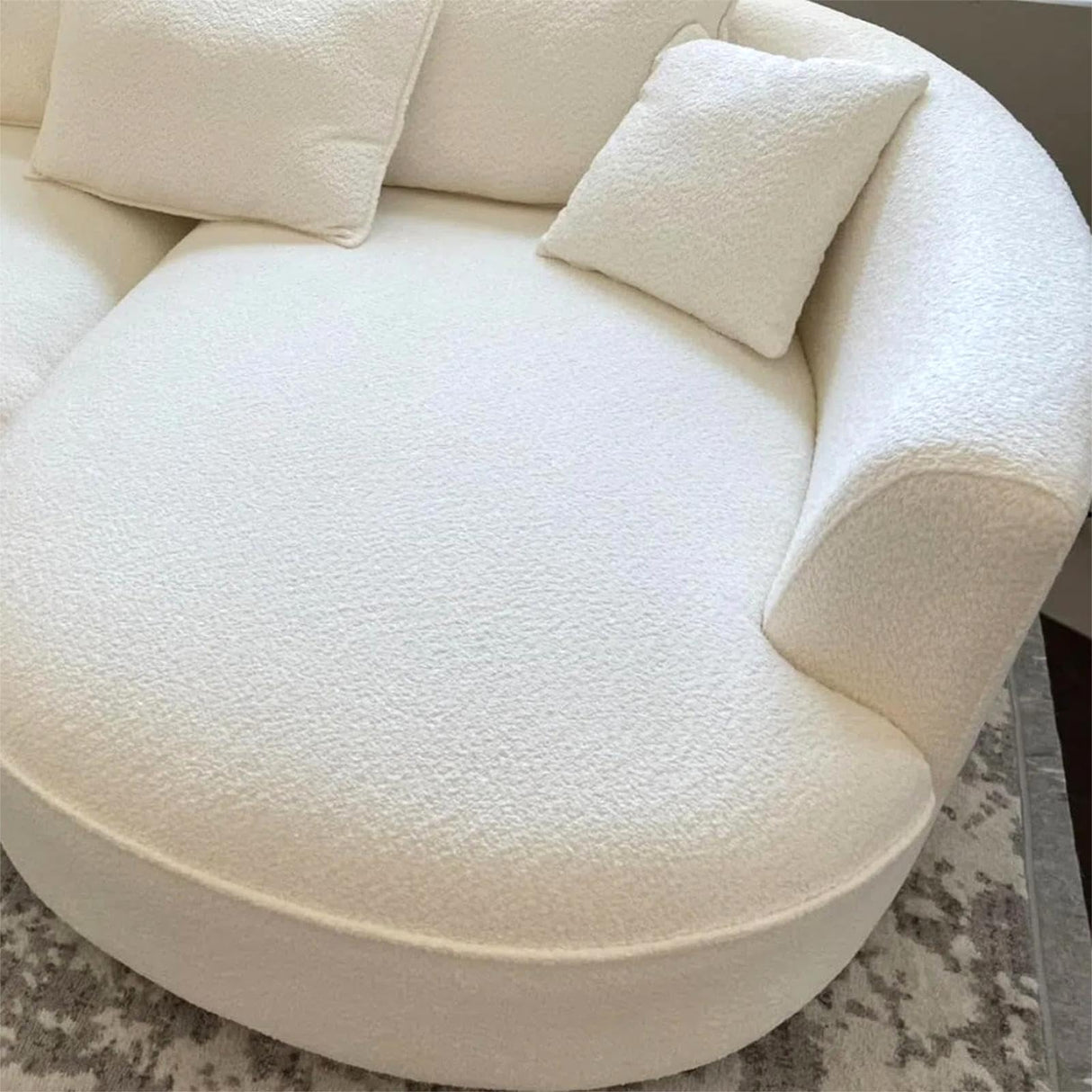 KEVINSPACE 124.8" Curved Sofa Modern Curved Couch Living Room Modular Sectional Sofa Set 4 Seat Cream Sofa Mid Century Upholstered Couch Boucle Fabric Sofa for Bedroom Apartment Right Hand Facing KEVINSPACE