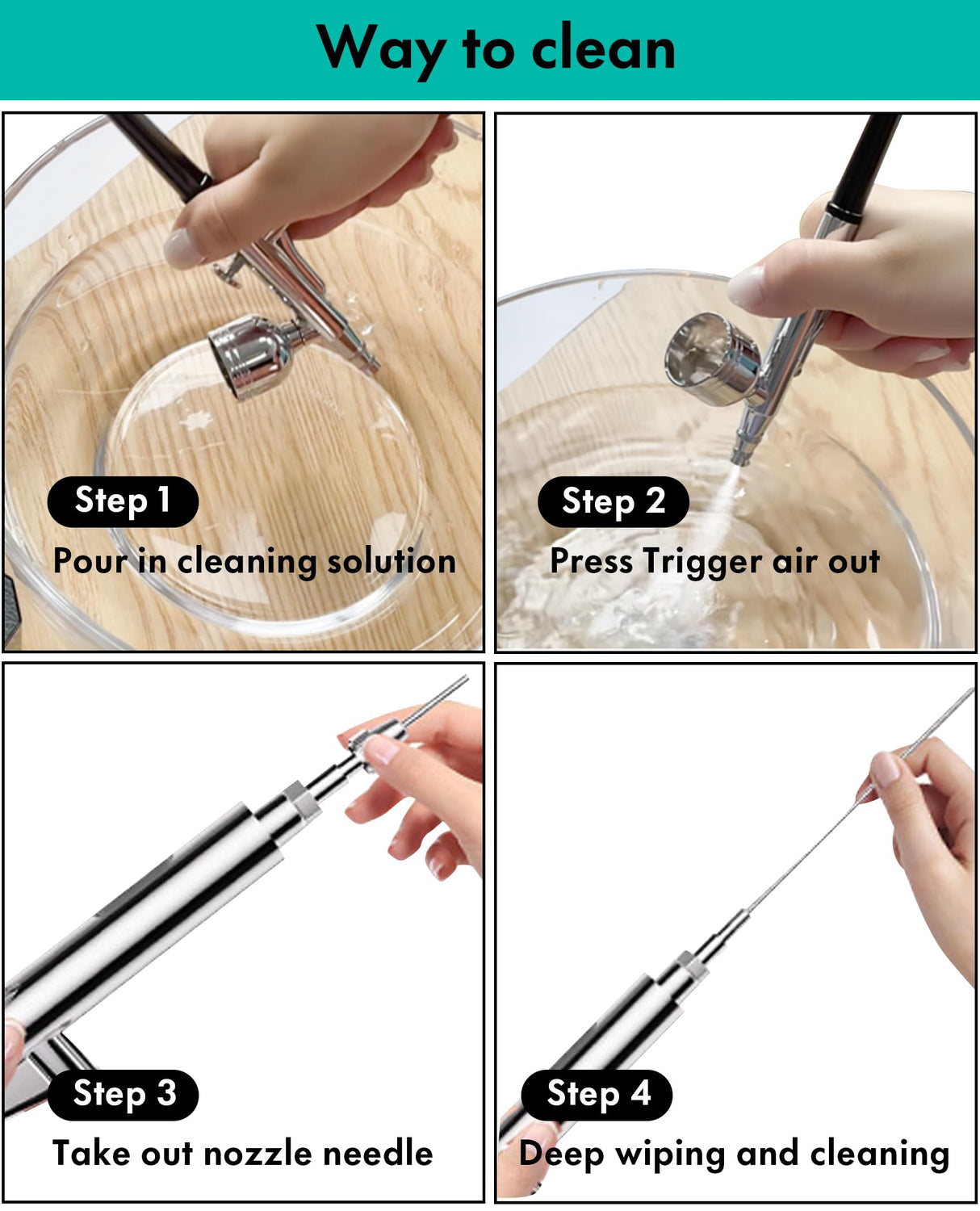 Gocheer Airbrush Kit with Air Compressor, 40 48 PSI High Pressure Air Brush Non-Clogging with 0.2/0.3/0.5mm Nozzle/Cleaning Sets, Ideal for Painting, Modeling, Cake Decor, Makeup (Black, 48 PSI) Gocheer