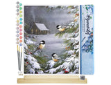 Figured'Art Paint by Numbers Kit for Adults Three Birds in The Snow 16"x20" - Craft Art Painting Rolled Canvas with DIY Wooden Frame Figured'Art