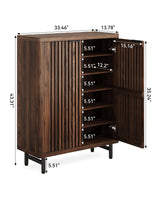 LITTLE TREE 6-Tier Shoe Cabinet with Doors for Up to 24 Pairs, Large Wooden Shoe Storage Cabinet with Adjustable Shelves, Retro Freestanding Shoe Organizer Cabinet for Entryway, Hallway, Dark Walnut LITTLE TREE