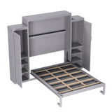 SutnMou Queen Murphy Bed with Wardrobes - Space Saving Cabinet Bed, Foldable Bed Frame & Built-in Storage | Modern Wall Bed for Guest Room, Studio Apartments (Gray, Queen) SutnMou