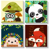 Bowetile 4 Pack Framed Paint by Numbers for Kids Beginners, Easy Cartoon Paint by Numbers for Kids Ages 8-12 on Canvas, DIY Oil Acrylic Number Painting Art Crafts for Home Wall Decor, 8x8in Bowetile