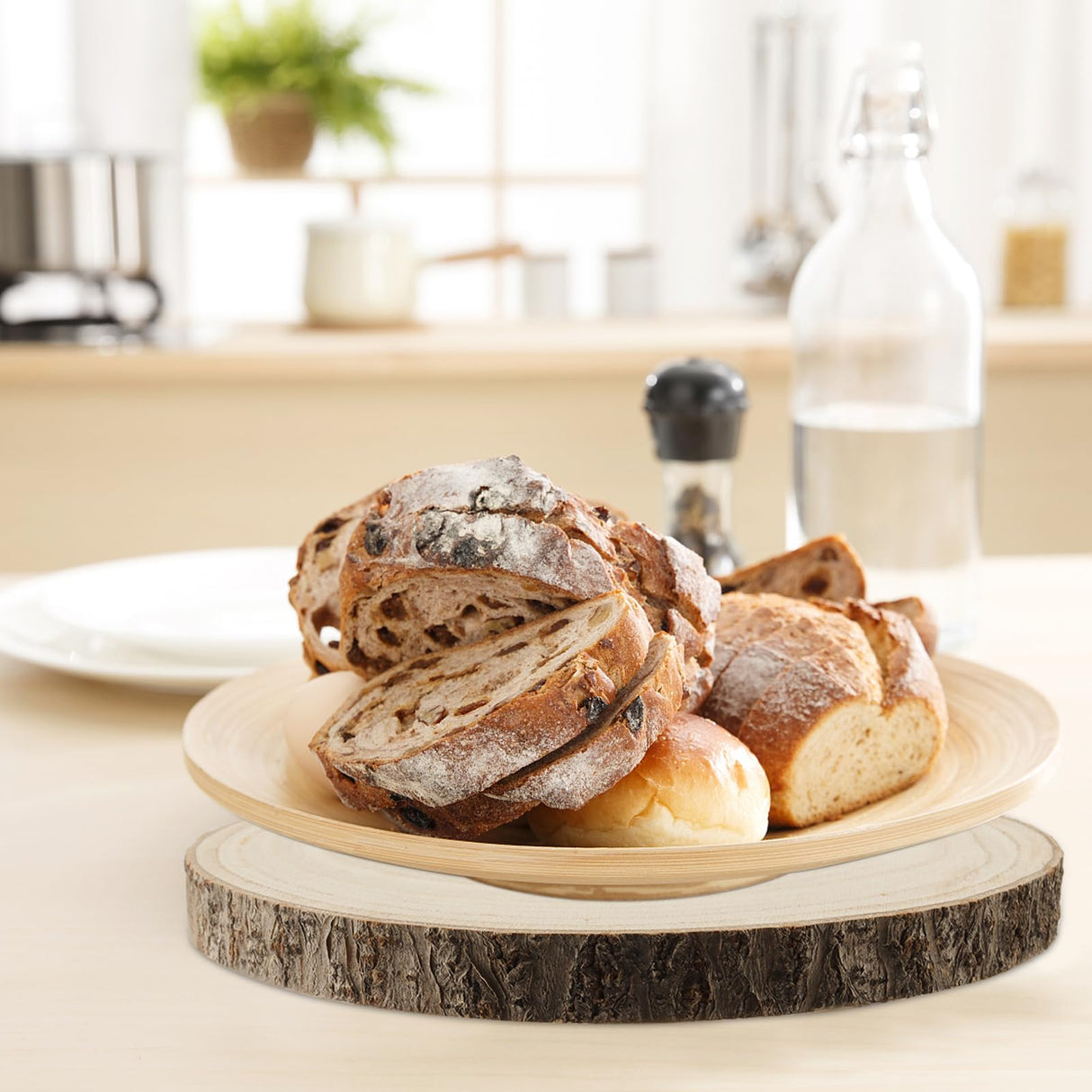 KINJOEK 10 PCS 7-8 Inch Large Natural Wood Slices with Bark, Unfinished Wooden Coasters Circles, Blank Round Wood Ornaments Slices Bulk for Centerpieces Craft Wedding Party Christmas Decor KINJOEK