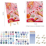 WUDWL Paint by Numbers Kit for Adults Framed Canvas, 3 Pack with Wooden Easel,Paint by Numbers for Kids Ages 8-12, Pink Tablecloth DIY Acrylic Landscape Oil Painting Arts Crafts, 9.45x11.8inch WUDWL