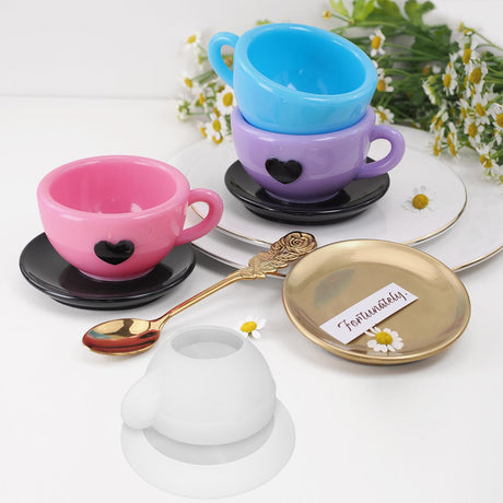 Actvty Coffee Cup Resin Mold, Candle Vessel Silicone Molds, Candle Cup with Tray Epoxy Mold for Epoxy Casting DIY Resin Craft Plaster Art Jewelry Gifts Home Decor Actvty