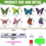Wivico 8 Pcs Butterfly Diamond Art Kits for Adults,Small Butterfly Stakes Diamond Painting Craft for Garden Home Decoration Wivico