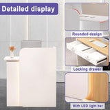 BFECGDXT Small Reception Desk with Counter, Modern L-Shaped Front Desk with Lockable Drawer, Retail Counter for Salon, Clothing Beauty, Left Corner 39.4in BFECGDXT