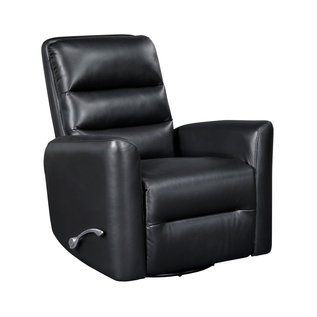 Lexicon Swivel Glider Recliner Chair, Comfy Nursery Glider, Faux Leather Recliner, Manual Reclining Chair for Living Room/Office/Apartment, Black Lexicon