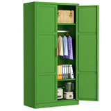 Bonusall Metal Wardrobe Cabinets with Single Rod and 2-Shelves, 70" Heavy-Duty Steel Clothing Storage Cabinets with 2 Doors, Green Armoire Wardrobe Closet for Bedroom, Laundry Room or Living Room Bonusall