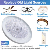 Lustaled 2Pack 36W LED Light Engine Retrofit Kit,6.69inch 3200LM 3CCT 3000K/4000K/5000K Dimmable Ceiling Fan Light Kits,AC 120-130V Ceiling Fan Light Replacement for Ceiling Flush Light Lustaled