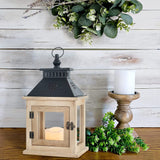 NEEDOMO 13" Farmhouse Decor Wooden Candle Lantern Indoor, Large Table Centerpiece Lanterns Decorative Outdoor, Hanging Rustic Candle Holders for Shelf Wedding Living Room Patio NEEDOMO