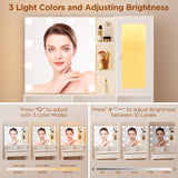 ERLEJIA Vanity, Vanity with Mirror and Lights, 35.43" Makeup Vanity Desk with Stool and Power Strip, Dressing Table with 6 Drawers and 6 Open Shelves with RGB LED Lighting Cabinet, White ERLEJIA