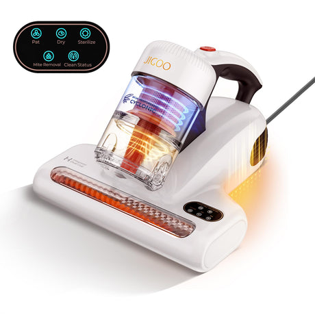 JIGOO Mattress Vacuum Cleaner : UV Bed Vacuum Cleaner 500W 13Kpa Strong Suction, High Heating Tech, Deep Cleaning Bed Vacuum for Sofa/Bed/Fabric Surface(Corded,120V) JIGOO
