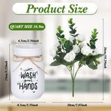 XunYee Farmhouse Bathroom Decor Wash Your Hands Sign Mason Jar with Flowers 16.9 oz White Mason Jar Centerpiece Table Rustic Decor for Restroom Bathroom Shelf Bridal Shower Kitchen XunYee