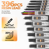 Nicpro 22PCS Metal Mechanical Pencil Set in Case, Art Drafting Pencil 0.5, 0.7, 0.9 mm & 2 PCS 2mm Mechanical Drawing Pencils with 396PCS Leads (4B 2B HB 2H Colored) for Drawing Writing Sketching Nicpro