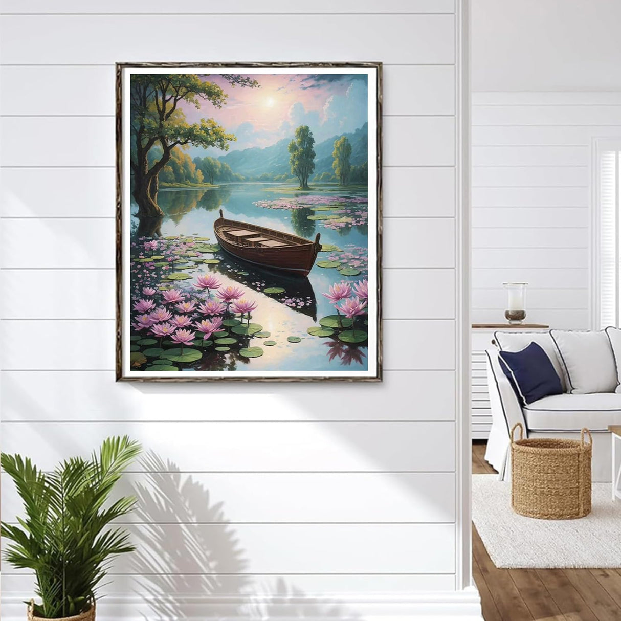 Paint by Number Adult Lotus Lake,Canvas Paint by Numbers for Adults,Painting by Numbers,DIY Oil Painting Kit Perfect for Gifts and Home Wall Decor 16x20inch PHANTASYART