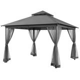 Yaheetech Patio Gazebo - 11x11 ft Outdoor Shelter Tent with Vented Top & Mesh Sidewalls & Drainage Holes, Water-Resistant for Garden/Backyard/Deck/Lawn (Dark Gray) Yaheetech