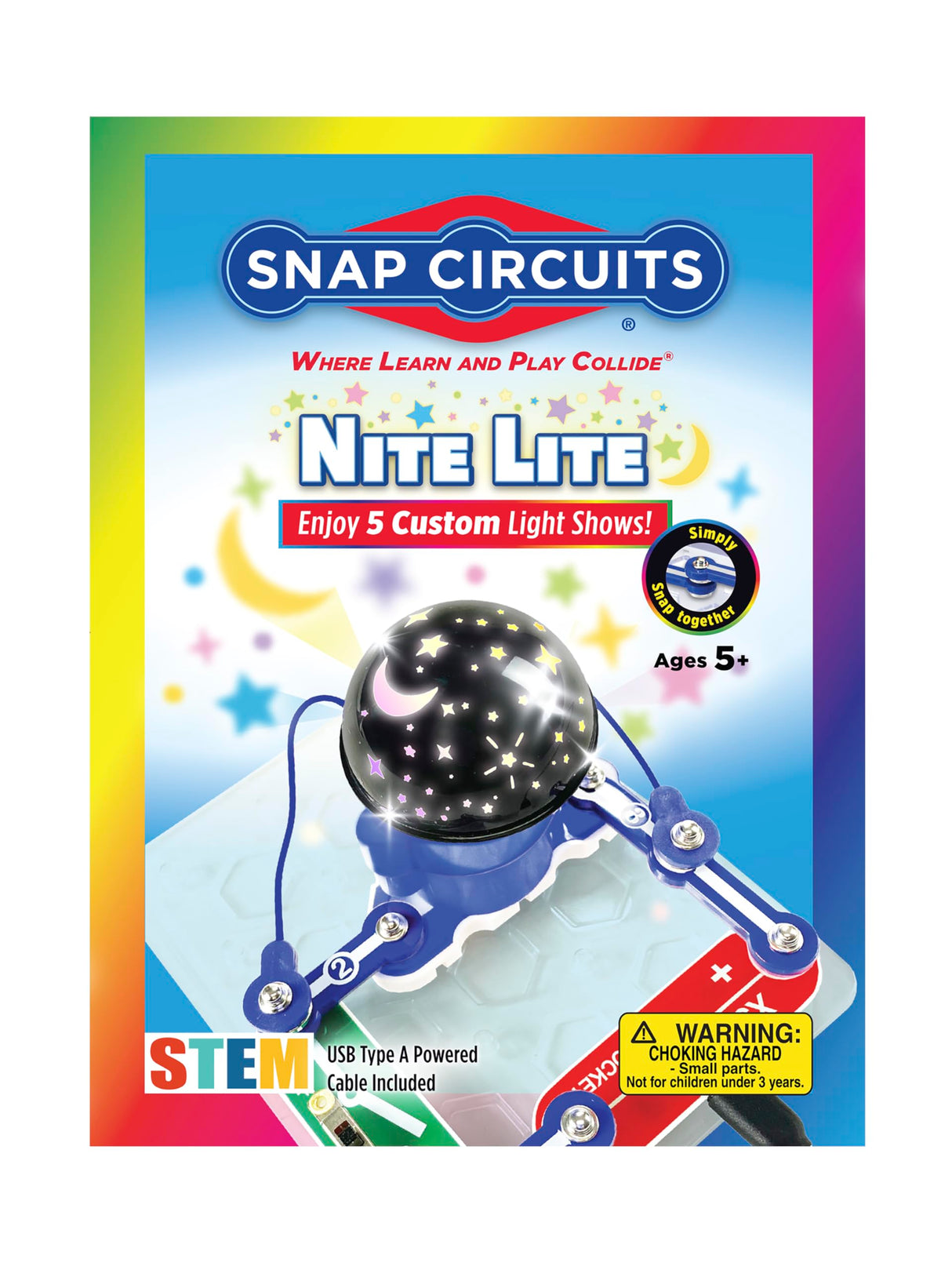 Night Light for Kids | Includes 5 Light Shows | Ages 5+ | Rotating Night Light Projector Snap Circuits