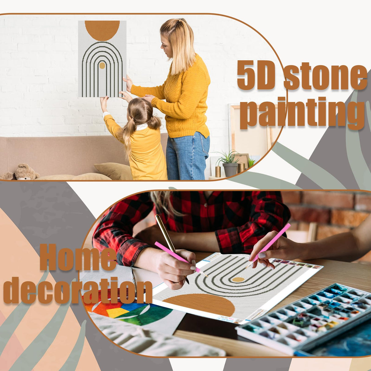 Trandraft 6 Pcs Diamond Art Paintings Kits 12 x 16 Inch Boho Diamond Art Accessories for Adults Gem 5d DIY Crafts Aesthetic Wall Decor for Home Trandraft