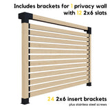 DIY Pergola Kit for Up to 24' x 24' Freestanding Pergola with Privacy Wall (12 Slats) and Roof (22 Traditional Rafters) Zen Pergolas
