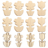 COCHIE DIY 3D Flower Spring Wood Crafts to Paint for Kids Adults, Paintable Unfinished Wooden Slices for Craft, Flowers Cutouts Ornaments for Painting Decorations (24 PCS) COCHIE
