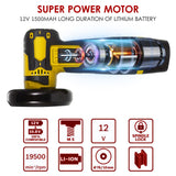 Aumotop Cordless Brushless Angle Grinder Kit, Grinding Disc 3in/76mm, 19500rpm Mini Lightweight Electric Grinding Tool Handheld Cutter with 2 PCS 12V1500mAh Batteries & 6PCS Cutting Discs Aumotop