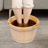 Foot Bath Basin Wood Foot Tub, Soaker Washing Sauna Bucket with Massager and Lid, Wooden Foot Basin Bucket with Massage Plus Cover Plate Foot Barrel WETUSSEX