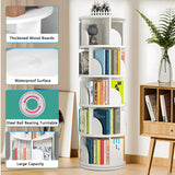 Rotating 5-Tier Bookshelf Tower for Small Spaces - 360° Display Bookcase Ideal for Kids and Adults LIGEAROW