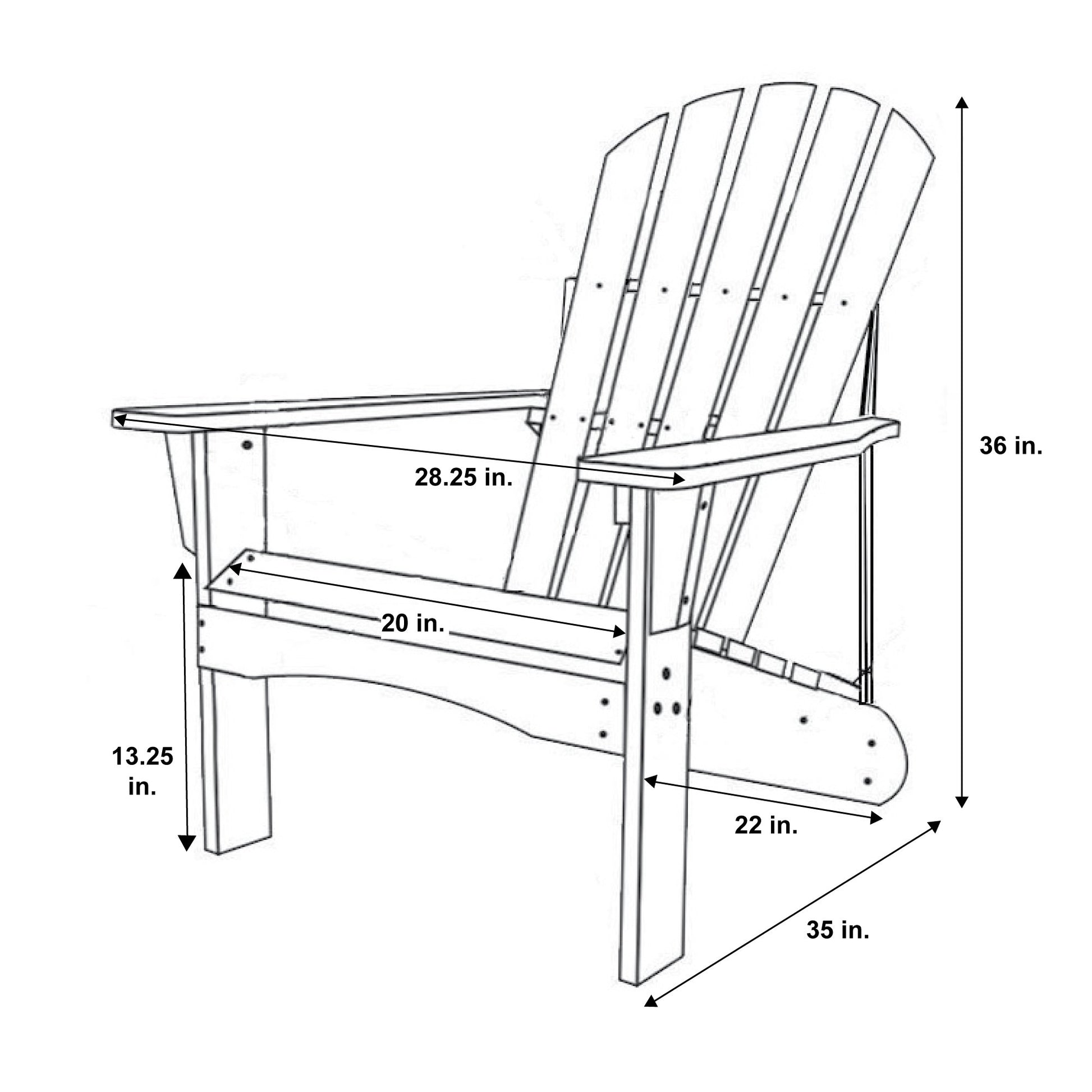 Shine Company Rockport Wooden Adirondack Chair, Outdoor Patio Firepit Chairs, Back & Seat Pre-Assembled, Natural - WoodArtSupply